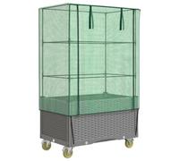 vidaXL Raised Bed with Greenhouse Cover, Outdoor Plant Box for Balcony Terrace, Garden Planter for Plants Vegetables Herbs, Flower Pot, Rattan Look
