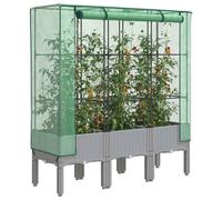 vidaXL Raised Bed with Greenhouse Cover Rattan Look 120x40x140 cm