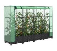 Raised Bed with Greenhouse Cover Plant Box Garden Planter Rattan Look vidaXL