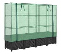 vidaXL Raised Bed with Greenhouse Cover Rattan Look 160x40x138 cm