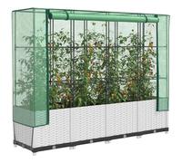 Raised Bed with Greenhouse Cover Plant Box Garden Planter Rattan Look vidaXL