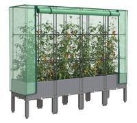 vidaXL Raised Bed with Greenhouse Cover – Rattan Look – Light Grey – 160 x 40 x 140 cm