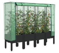 Raised Bed with Greenhouse Cover Plant Box Garden Planter Rattan Look vidaXL