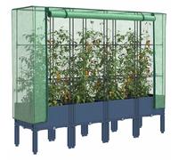 (blue grey, 160 x 40 x 140 cm) vidaXL Raised Bed with Greenhouse Cover Plant Box Garden Planter Rattan Look
