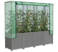 Raised Bed with Greenhouse Cover Plant Box Garden Planter Rattan Look vidaXL