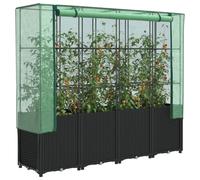 Raised Bed with Greenhouse Cover Plant Box Garden Planter Rattan Look vidaXL