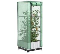 vidaXL Raised Bed with Greenhouse Cover - Rattan Look, Polypropylene Construction, 40x40x23 cm - White, for Garden, Balcony, Courtyard Planter Box