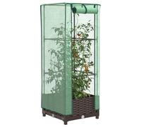 Raised Bed with Greenhouse Cover Plant Box Garden Planter Rattan Look vidaXL