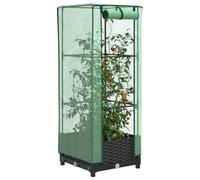 Raised Bed Black PP Polypropylene 40x40x123cm with Green PE Cover and Iron Frame