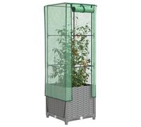 Raised Bed with Greenhouse Cover Plant Box Garden Planter Rattan Look vidaXL