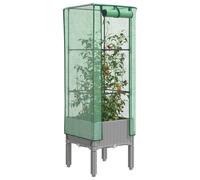 Raised Bed Greenhouse PP Rattan Look Light Grey 40x40x140 cm with Cover & PE Net