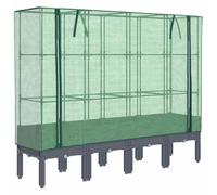 vidaXL Raised Bed with Greenhouse Cover - Rattan Look Garden Planter, 160x40x140 cm, Dark Grey, Polypropylene & Iron Frame, Polyethylene Net, Assembly Required