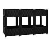 vidaXL Raised Bed with Two Shelves - Durable Black Polypropylene Planter Suitable for Outdoors - Ideal for Flowers, Herbs, Vegetables