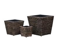 vidaXL 3x Garden Raised Beds Water Hyacinth Brown Flower Pot Bonsai Stand Vase