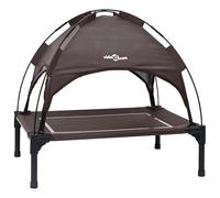 vidaXL Raised Dog Bed Brown Polyester, Metal Medium