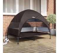 vidaXL Raised Dog Bed Folding Brown 127 x 81 x 108 cm Fabric and Steel