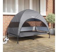 vidaXL Raised Dog Bed with Removable Roof Light Grey XL Steel