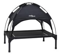 vidaXL Raised Dog Bed with Removable Roof Black Steel