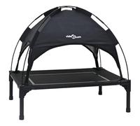 vidaXL Raised Dog Bed with Removable Roof Black Steel