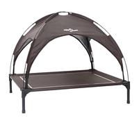vidaXL Raised Dog Bed with Removable Roof Brown L Steel