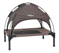 vidaXL Raised Dog Bed with Removable Roof Brown Steel