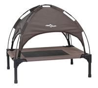 vidaXL Raised Dog Bed with Removable Roof Brown Steel