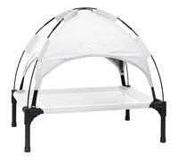 vidaXL Raised Dog Bed with Removable Roof Silver Grey Steel