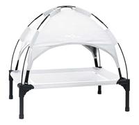 vidaXL Raised Dog Bed with Removable Roof Silver Grey Steel