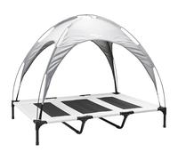 vidaXL Raised Dog Bed with Removable Roof Silver Grey XL Steel