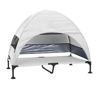 vidaXL Raised Dog Bed with Removable Roof Silver Grey XL Steel