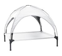 vidaXL Raised Dog Bed with Removable Roof Silver Grey XL Steel