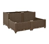 vidaXL Raised Flower Bed in Brown Polypropylene - Durable and Spacious Planter for Gardens, Balconies, and Patios