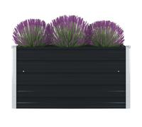 Raised Bed Garden Planter Vegetable Flowers Outdoor 100x100x45cm Metal Dark Grey