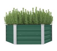 vidaXL Hexagon Raised Garden Bed - 129x129x46 cm - Galvanized Steel - Sturdy Interior Brackets - Simple Assembly - Green Finish