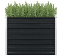 vidaXL Raised Garden Bed- Anthracite Galvanised Steel Square Planter for Outdoor Patio, Deck, or Balcony