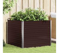 vidaXL Raised Garden Bed Brown 100x100cm Galvanised Steel Planter Flower Box