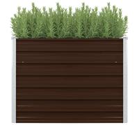 vidaXL Raised Garden Bed Brown 100x100x77 cm Galvanised Steel