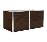 vidaXL Raised Garden Bed in Brown, Spacious Galvanised Steel Rectangular Planter for Outdoor Flora, Easy Assembly, Durable and Safety-Designed