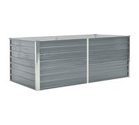 vidaXL Galvanised Steel Raised Garden Bed 160x80x45cm - Grey Rectangular Outdoor Patio Planter Pot for Plants, Vegetables and Flowers
