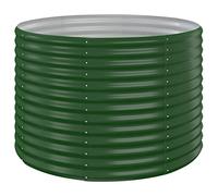 vidaXL Raised Garden Bed Powder-coated Steel in Vibrant Green - Round Shaped Planter for Outdoor Gardening, Ideal for Planting Herbs, Flowers, and Vegetables - Durable, Weather-Resistant & DIY-fri...