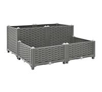 vidaXL Raised Bed Growing Box Container Outdoor Flower Plant Pot Garden Bed Planter for Vegetables Flowers Herbs Polypropylene, Light Grey, 80 x 80 x (23-38) cm