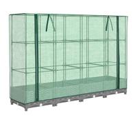 Raised Bed Greenhouse Brown Rattan PP 160x40x123cm Iron Frame PE Cover With Zips
