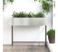 vidaXL Raised Garden Planter Silver 100 x 26 x 82 cm Galvanised Steel, Garden and Terrace, Rectangular, Contemporary, Durable Planter, Modern Floral Display Holder, Outdoor Gardening Pot