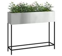 vidaXL Raised Garden Planter Silver 100 x 26 x 82 cm Galvanised Steel, Garden and Terrace, Durable Elevated Planter, Outdoor Plant Stand, Gardening Essentials, Urban Aesthetics for Green Spaces
