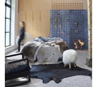 vidaXL Real Cowhide Rug Black 180x220 cm