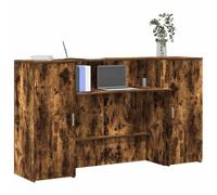 Reception Desk Smoked Oak 180x50x103.5cm Engineered Wood Counter with Cabinet XL