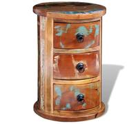 vidaXL Reclaimed Solid Wood Round Cabinet with 3 Drawers