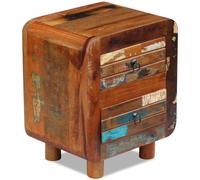 vidaXL Reclaimed Solid Wood Nightstand 43x33x51 cm - Handmade End Table with 2 Drawers