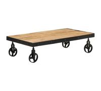 vidaXL Reclaimed Wood Coffee Table-Industrial Rolling Cocktail Table for Living Room/Lounge with Sturdy Surface Solid Wooden Furniture Brown Dark