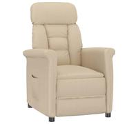 vidaXL Recliner Chair Cream Cream 70.5 x 96.5 x 95 cm Fabric and metal